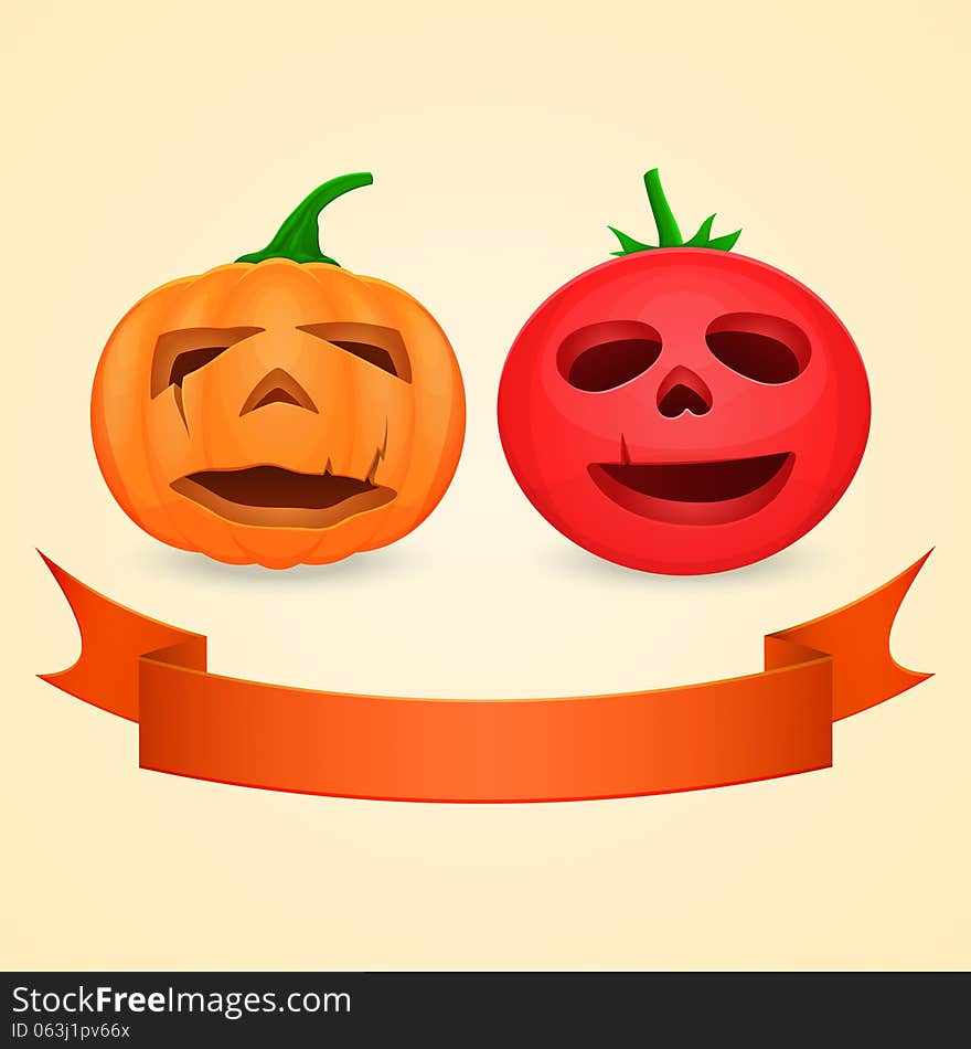 Halloween Pumpkin And Tomato