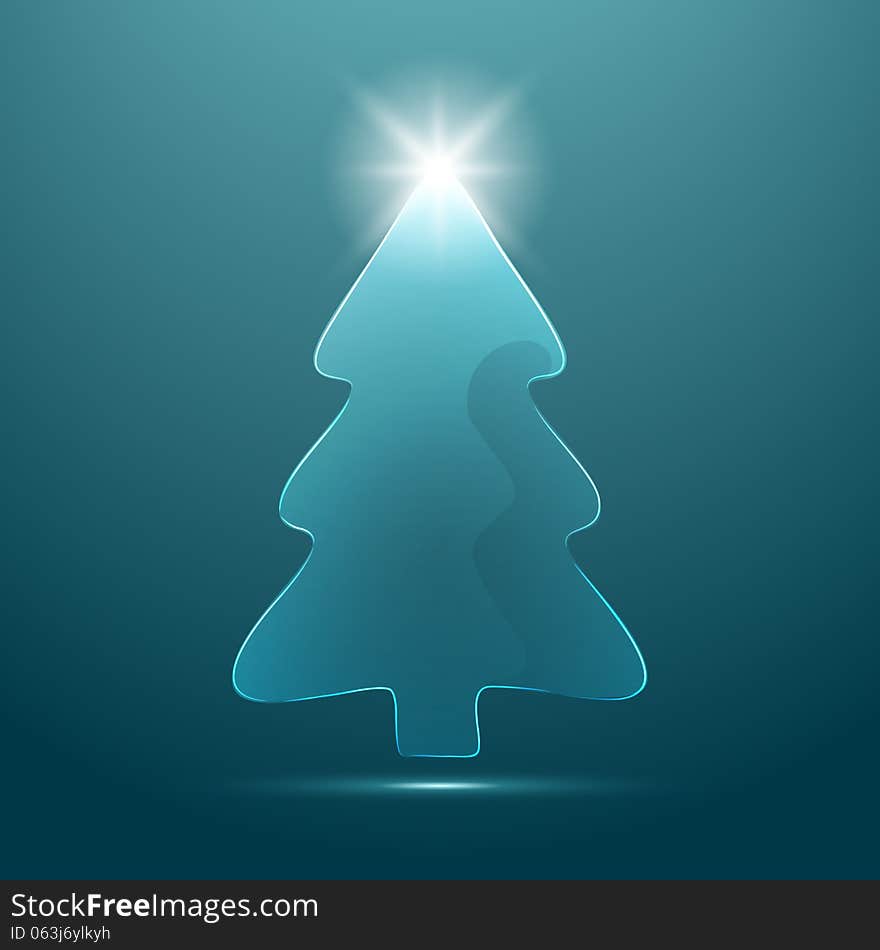 Blue vector background with christmas tree. Blue vector background with christmas tree