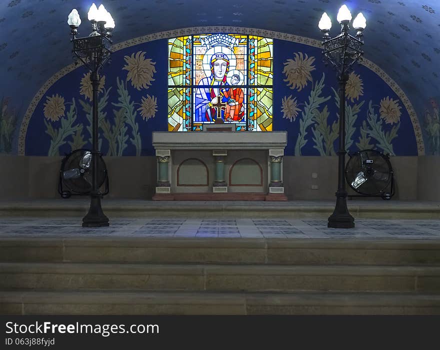 Altar of the crypt of the distinguished of the Skalka monastery in Krakow.Poland