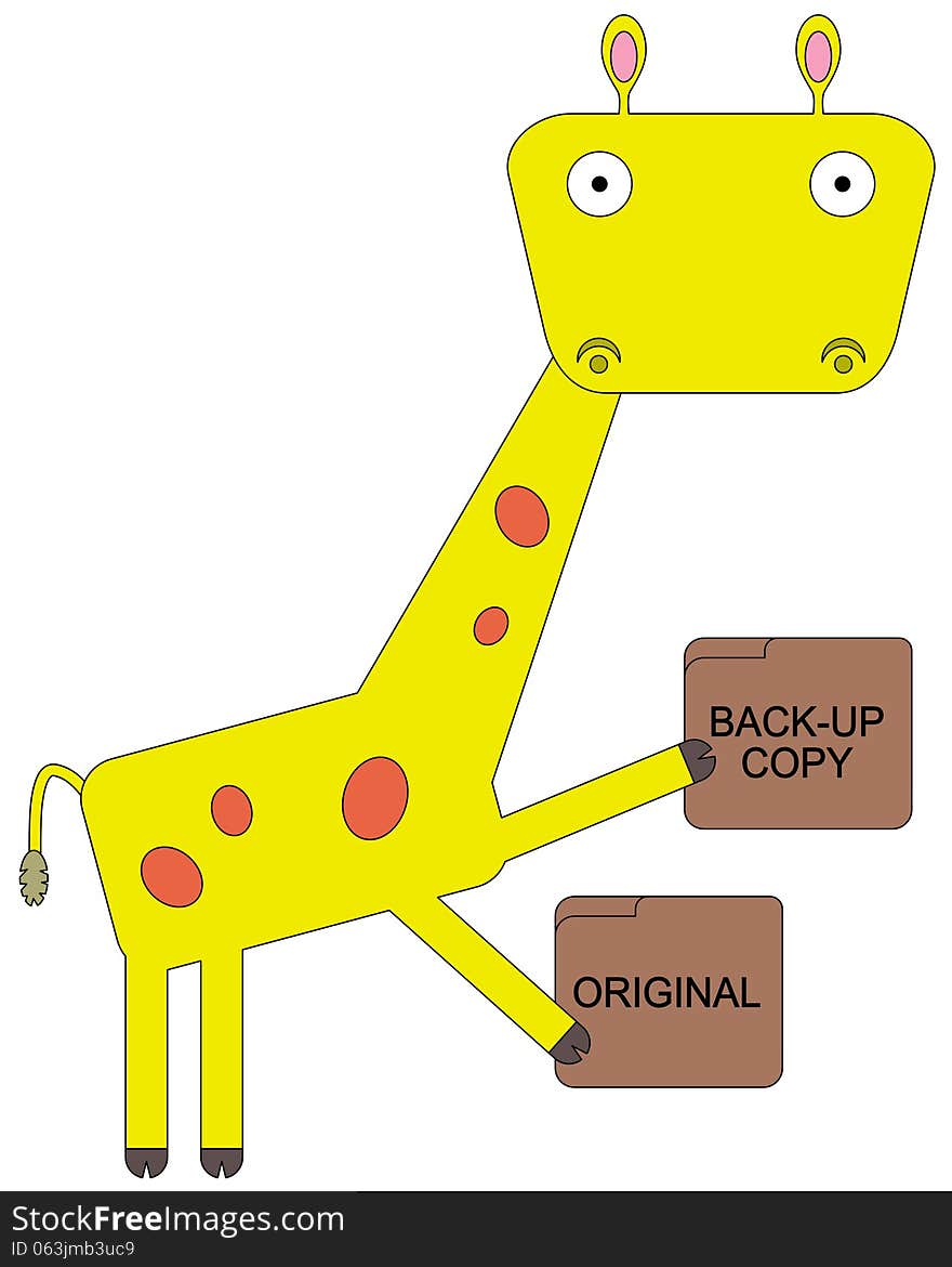 A giraffe made a back-up copy of a folder. A giraffe made a back-up copy of a folder