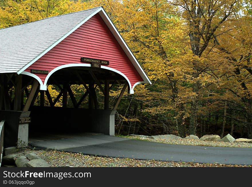 Covered Bridge in Autumn in New Hampshire