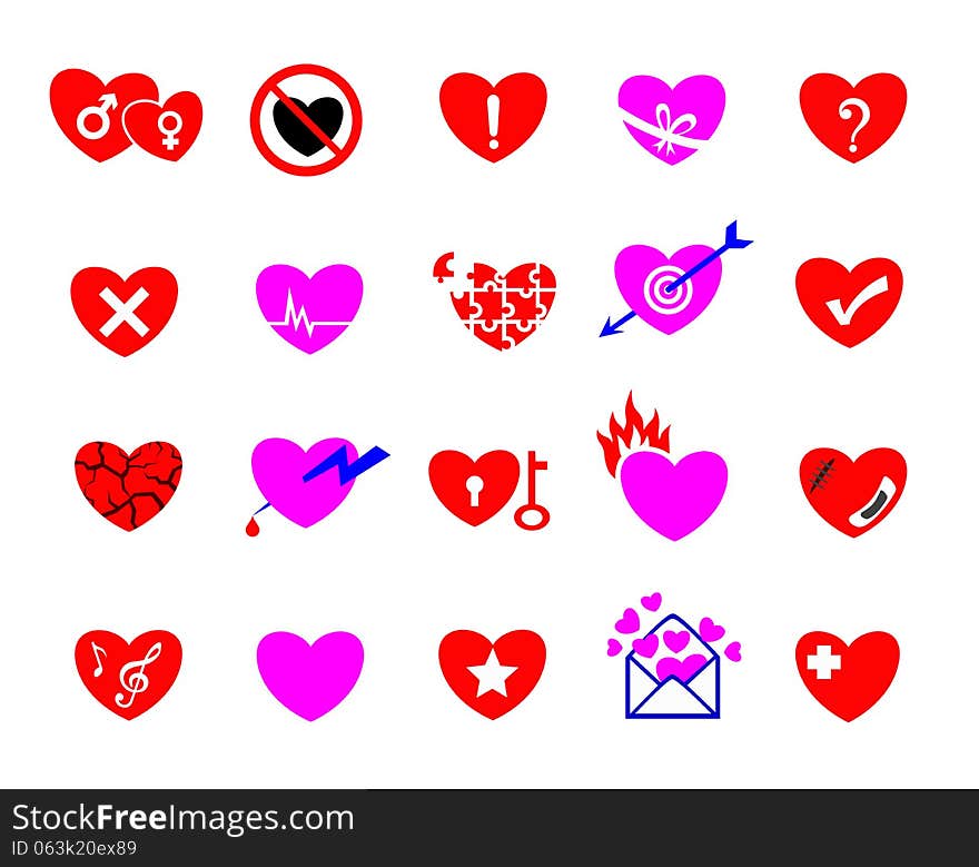 Colorful heart concept icon set