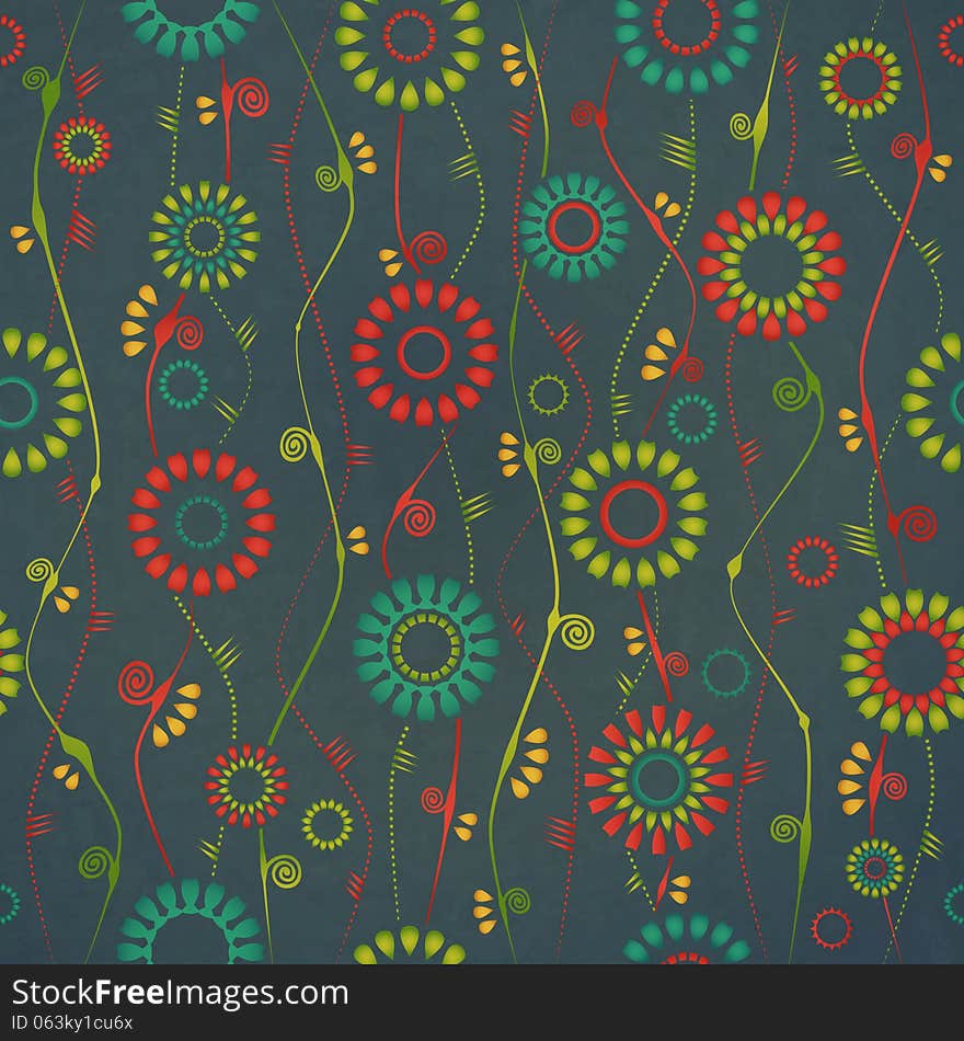 New seamless pattern with colorful flowers can use like vintage background. New seamless pattern with colorful flowers can use like vintage background