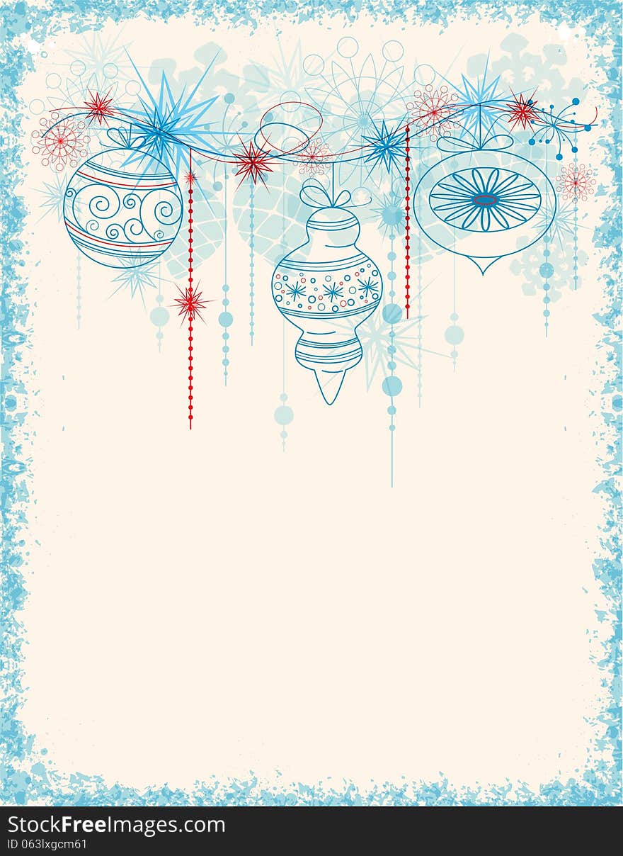 Christmas vector background with blue decorations. Christmas vector background with blue decorations