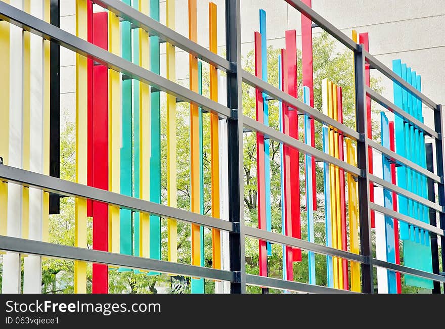 Colorful metal stand ,impressive object in the design of the street