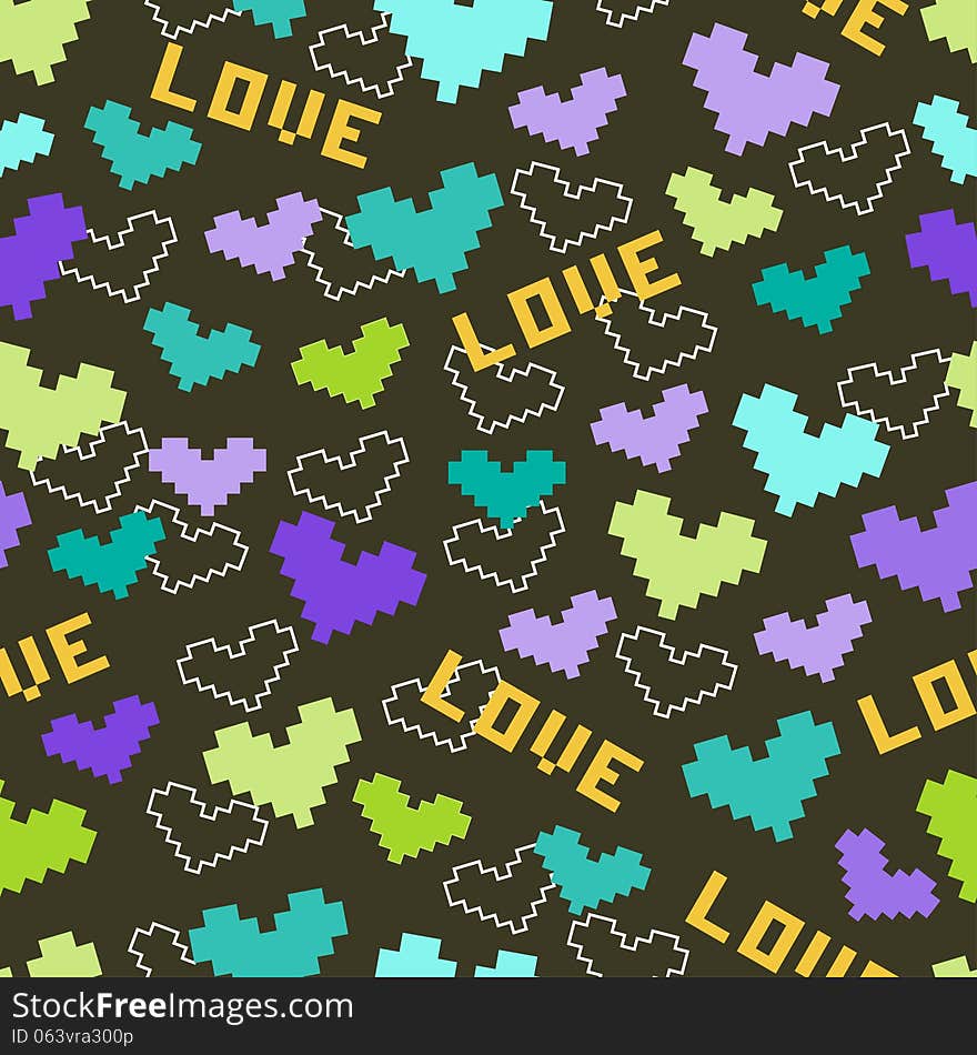 Seamless pattern with hearts and love