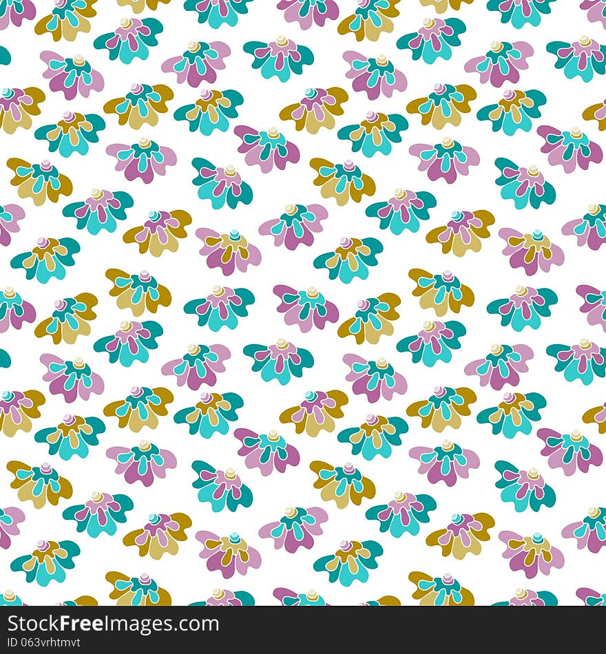 Seamless Pattern With Many Flowers