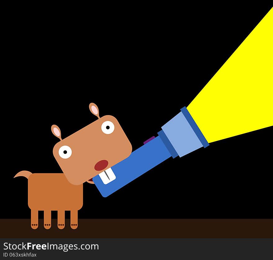 A cartoon squirrel carrying a flashlight. A cartoon squirrel carrying a flashlight