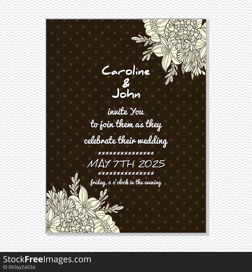 Wedding card or invitation with abstract floral background