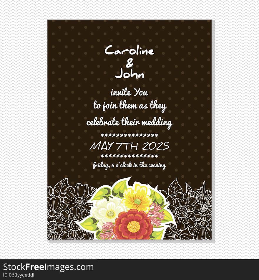 Wedding card or invitation with abstract floral background