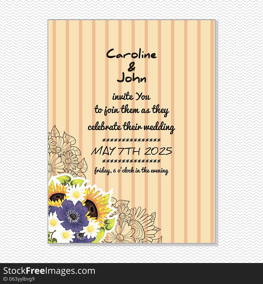 Wedding card or invitation with abstract floral background