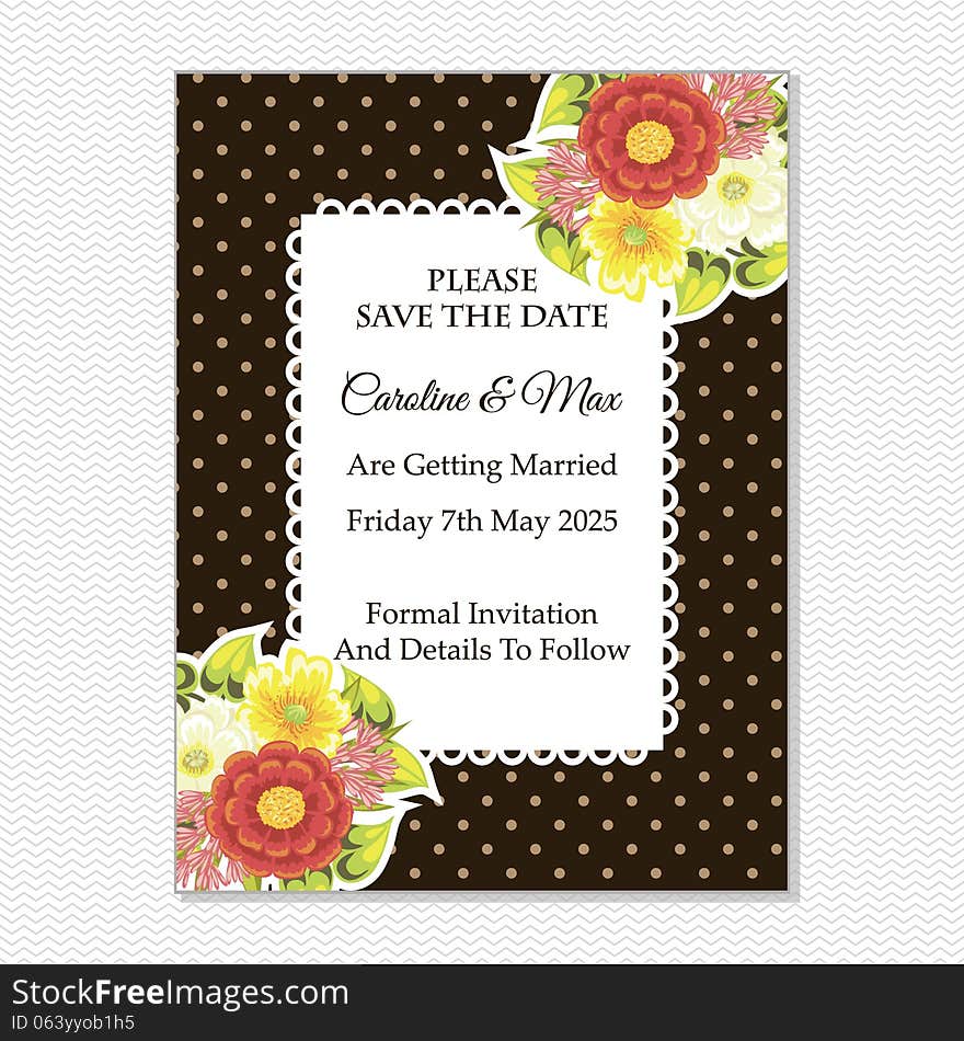 Wedding card or invitation with abstract floral background