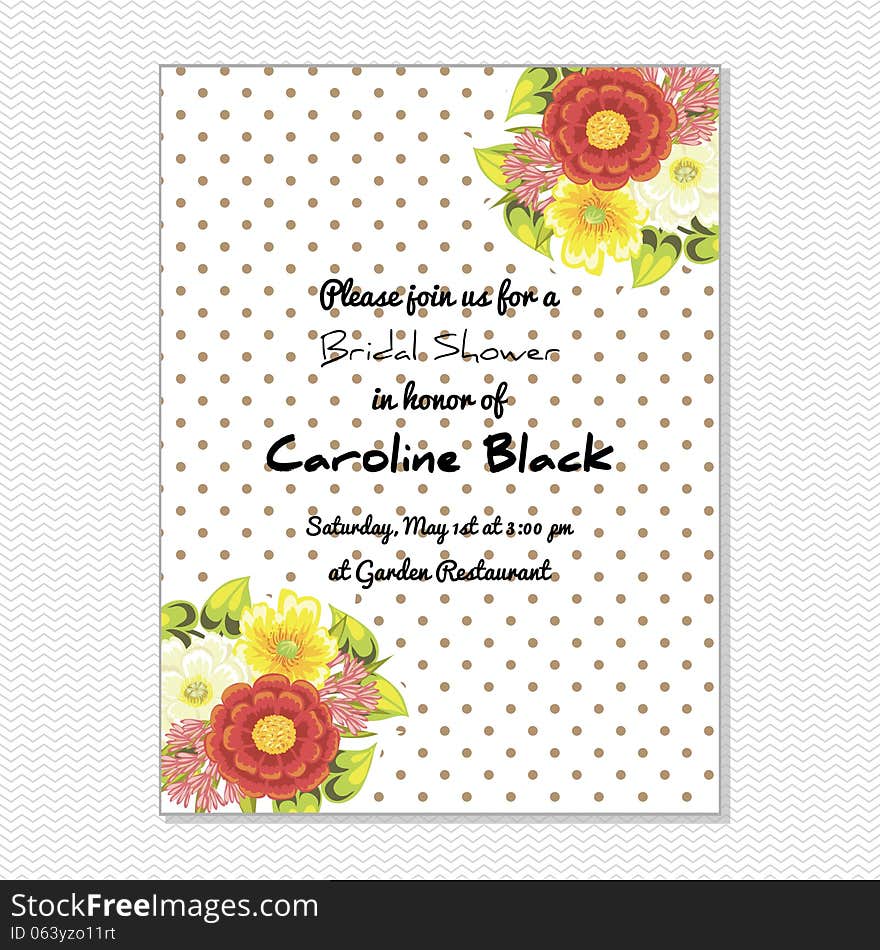 Wedding card or invitation with abstract floral background