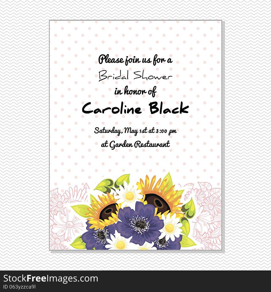 Wedding card or invitation with abstract floral background