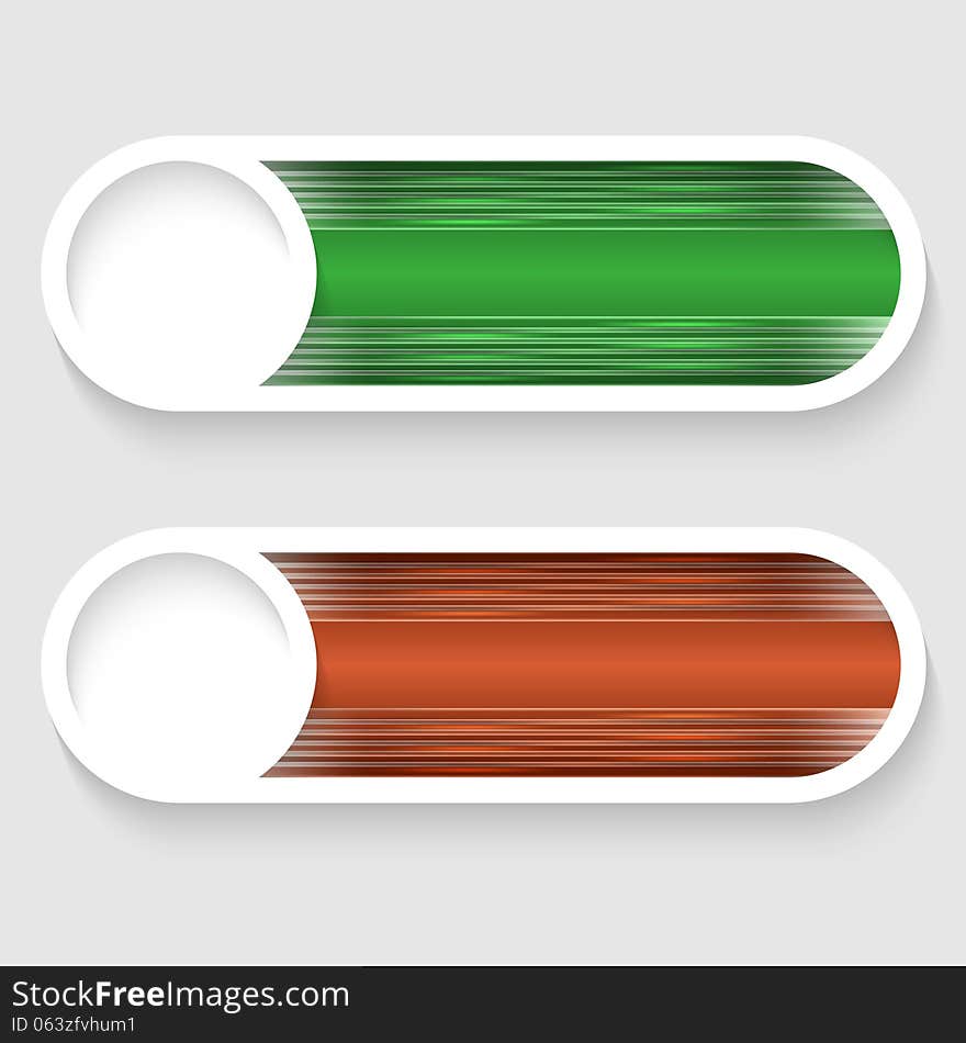 Green and red abstract vector buttons