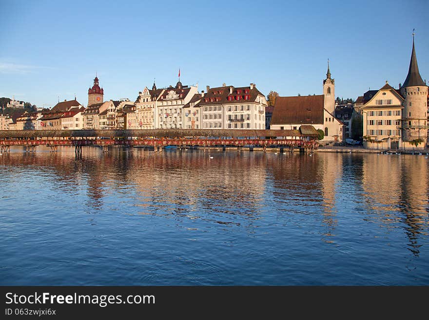 Cityscape in Lucerne, Switzerland in a sunny morning.