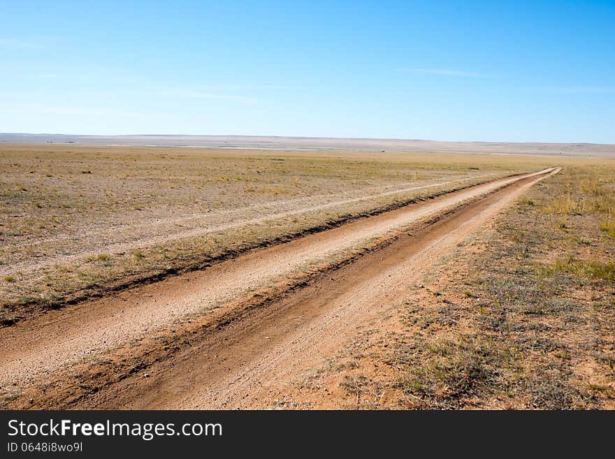 The road in the desert. Inner Mongolia, China. The road in the desert. Inner Mongolia, China