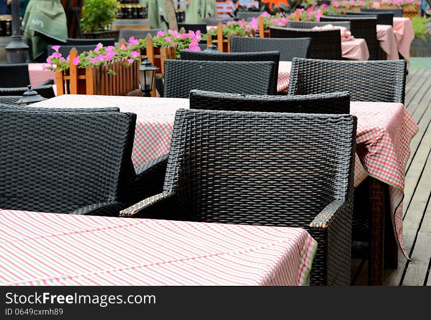 chairs and tables of an outdoor restaurant. chairs and tables of an outdoor restaurant