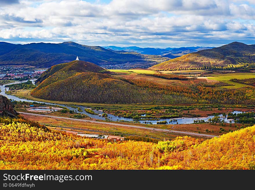 The photo taken in China's inner mongolia autonomous region hulun buir city yakeshi bahrain town,Lama (buddhist monk) mountain national forest park.The time is September 20, 2013. The photo taken in China's inner mongolia autonomous region hulun buir city yakeshi bahrain town,Lama (buddhist monk) mountain national forest park.The time is September 20, 2013.