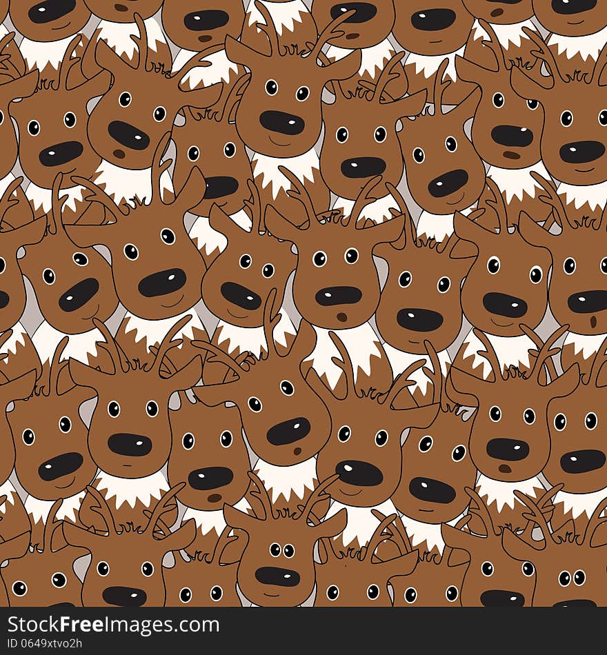 Vector Seamless Pattern With Deers