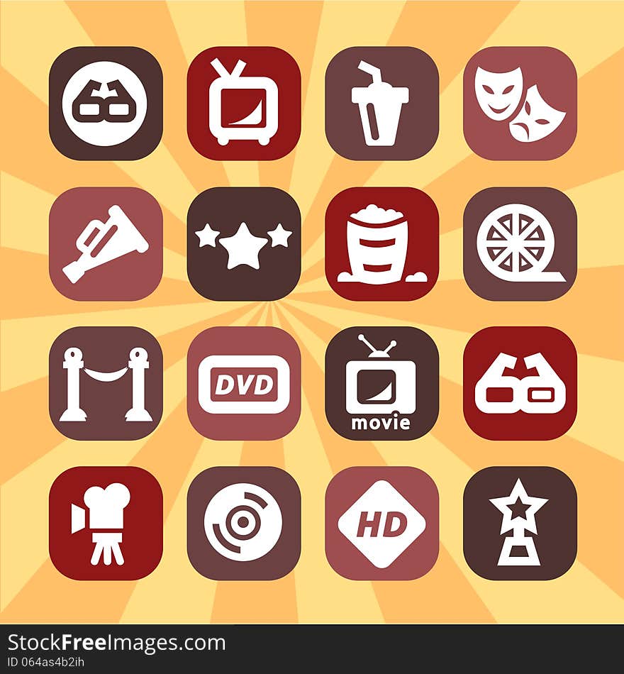 Color cinema icons set