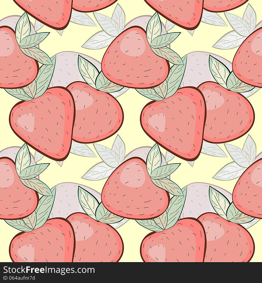 Retro pastel seamless texture with stylized strawberries. Retro pastel seamless texture with stylized strawberries