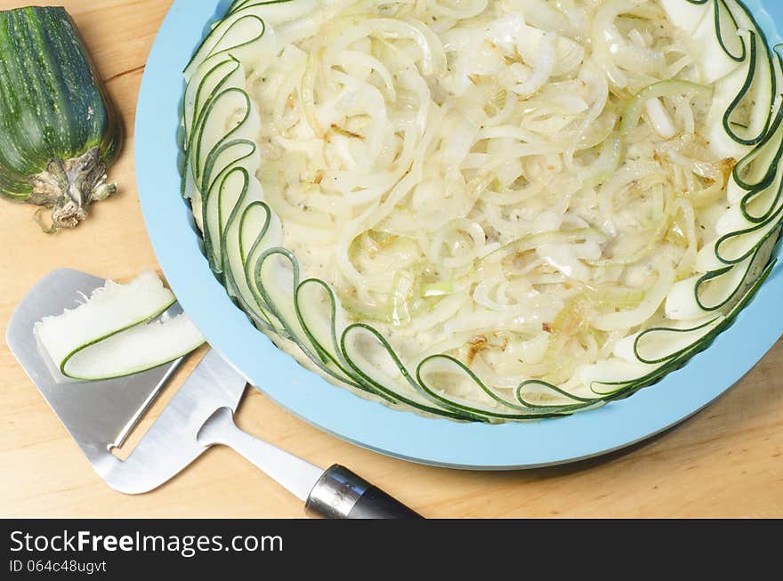 Process of cooking a vegetable pie.