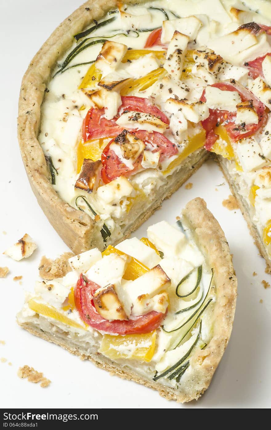 Ready Vegetable Pie On Wooden Cutting Board