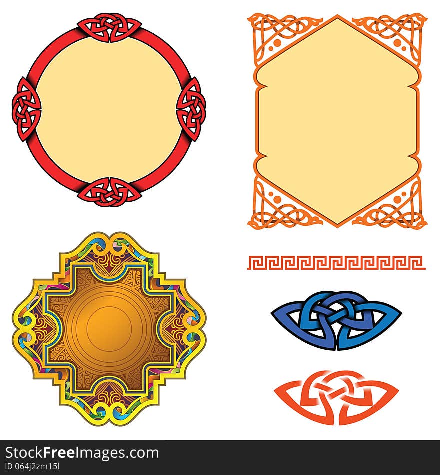 Set of ornaments and frames, vector illustration