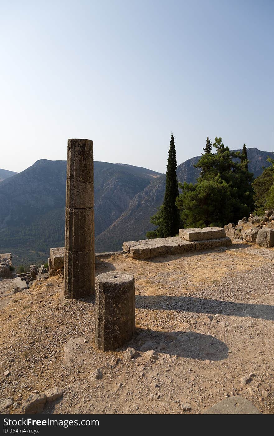 Delphi is both an archaeological site and a modern town in Greece on the south-western spur of Mount Parnassus in the valley of Phocis. The site of Delphi was believed to be determined by Zeus when he sought to find the centre of Grandmother Earth (or Gaia). He sent two eagles flying from the eastern and western extremities, and the path of the eagles crossed over Delphi where the omphalos, or navel of Gaia was found.
Delphi was the site of the Delphic oracle, the most important oracle in the classical Greek world, and became a major site for the worship of the god Apollo after he slew Python, a dragon who lived there and protected the navel of the Earth. Python is claimed by some to be the original name of the site in recognition of Python which Apollo defeated. Delphi is both an archaeological site and a modern town in Greece on the south-western spur of Mount Parnassus in the valley of Phocis. The site of Delphi was believed to be determined by Zeus when he sought to find the centre of Grandmother Earth (or Gaia). He sent two eagles flying from the eastern and western extremities, and the path of the eagles crossed over Delphi where the omphalos, or navel of Gaia was found.
Delphi was the site of the Delphic oracle, the most important oracle in the classical Greek world, and became a major site for the worship of the god Apollo after he slew Python, a dragon who lived there and protected the navel of the Earth. Python is claimed by some to be the original name of the site in recognition of Python which Apollo defeated.