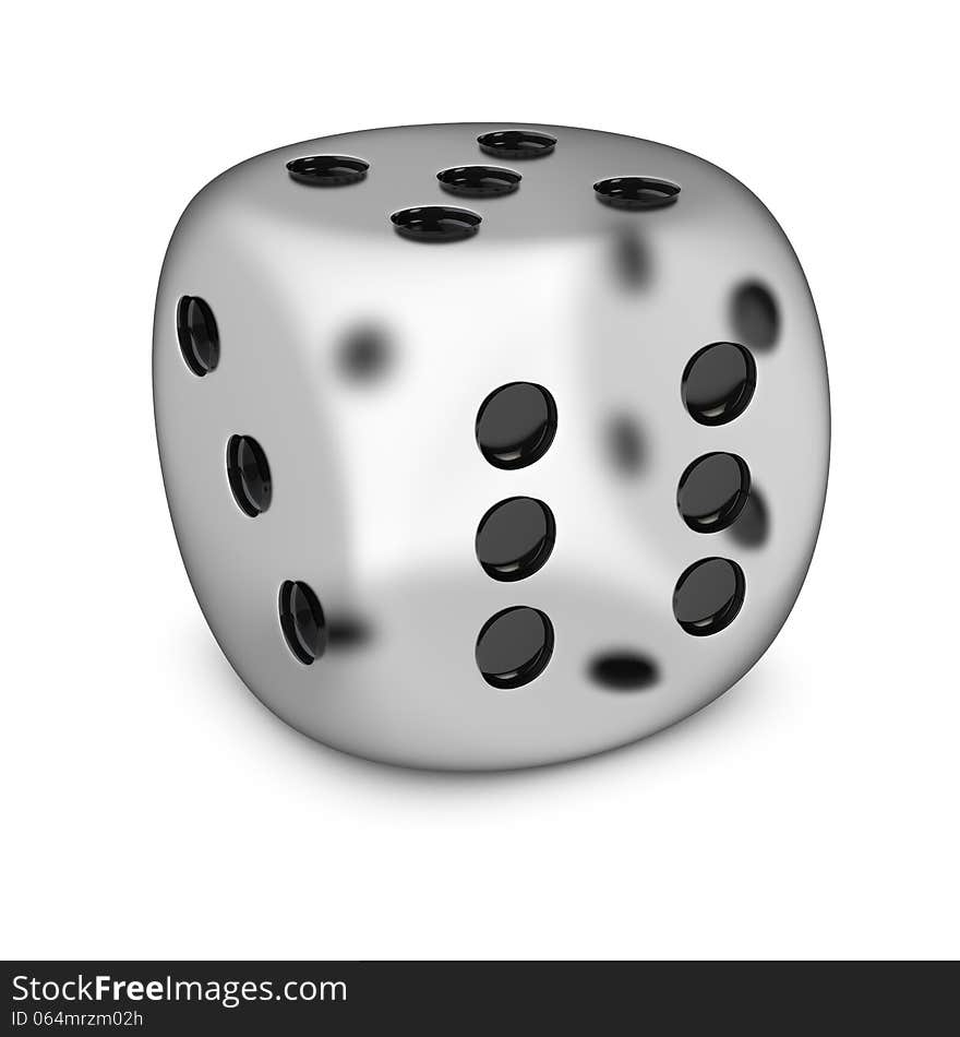 Translucent dice with black dots on white