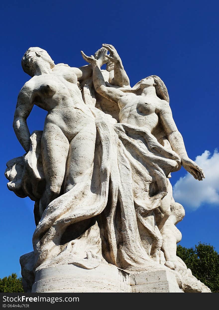 Sculpture at Vittorio Emanuele II Bridge, Rome, Italy