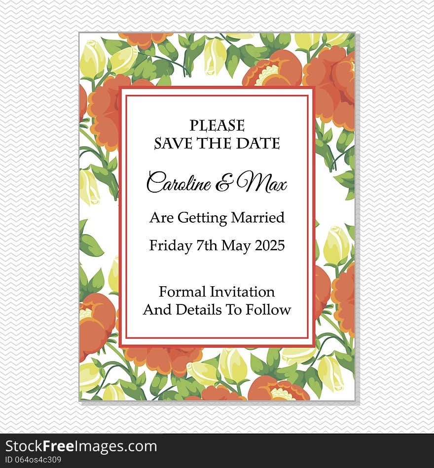 Wedding card or invitation with abstract floral background