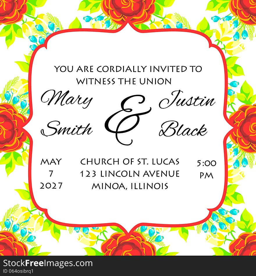 Wedding card or invitation with abstract floral background