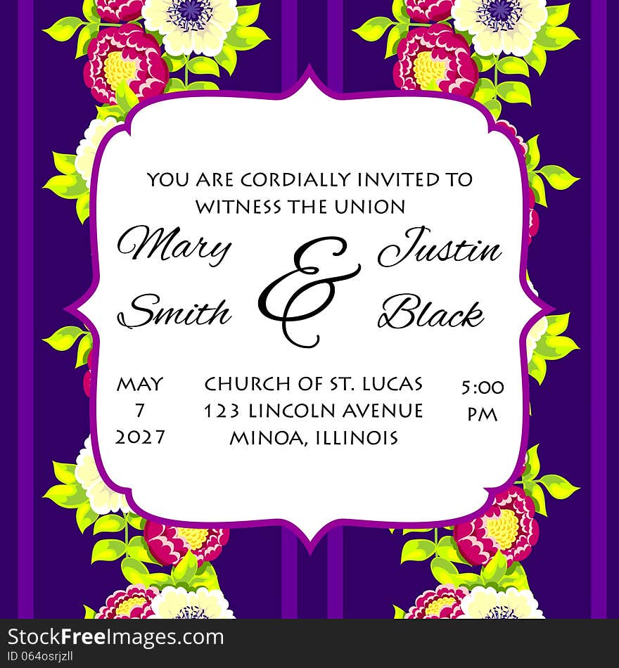 Wedding card or invitation with abstract floral background