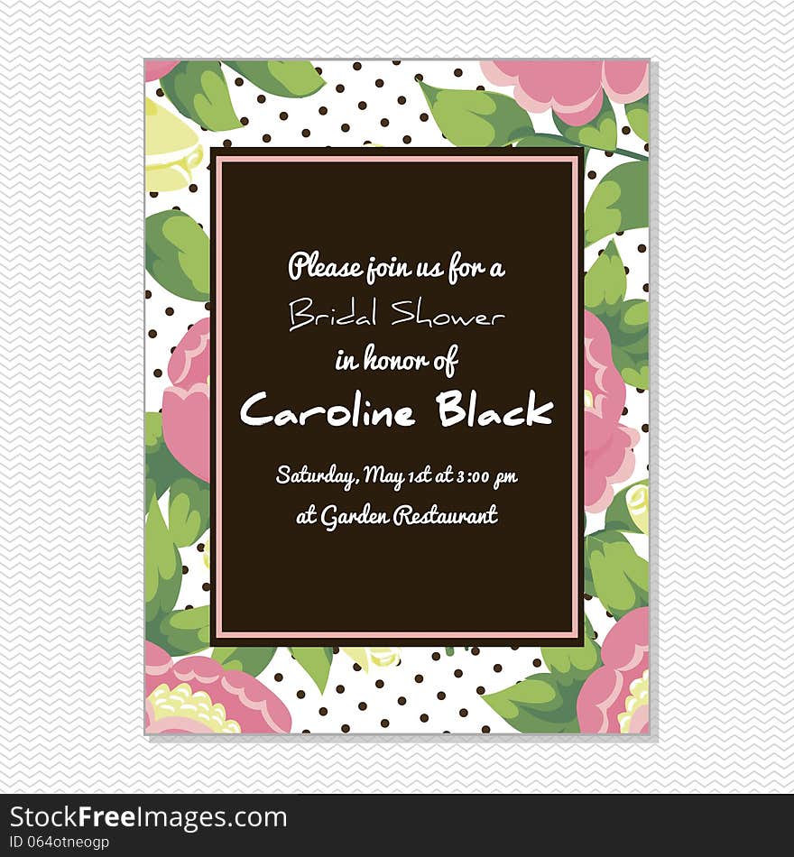 Wedding card or invitation with abstract floral background