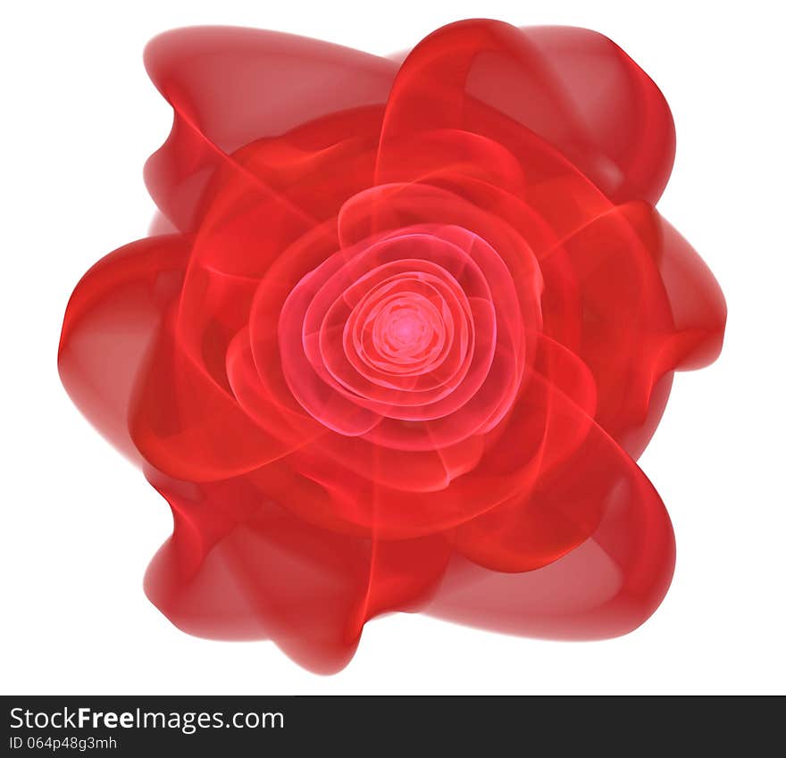 Red rose bud illustration, isolated on white