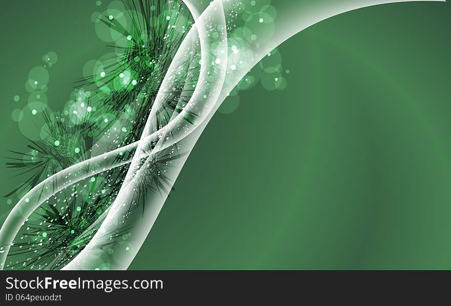 Green abstract background and objects