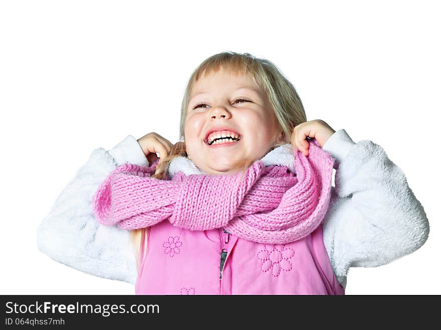 Little girl wearing a scarf, christmas, winter, frost