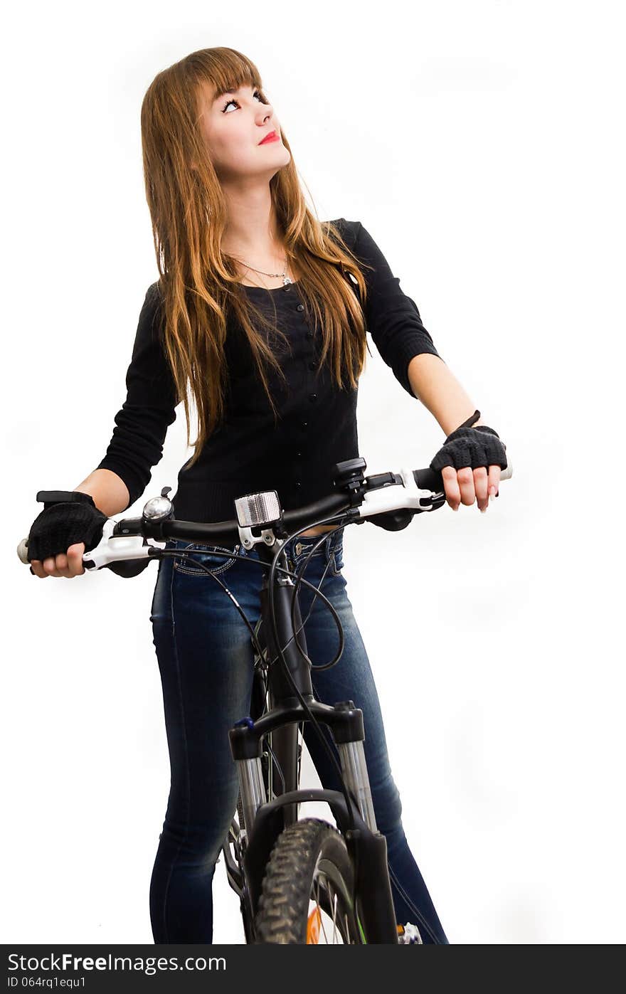 Young girl with bike.