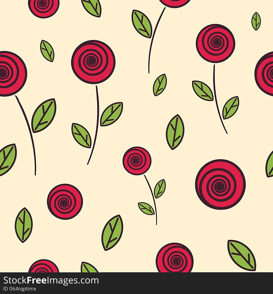 Red Roses Seamless Texture. Vector Pattern. Red Roses Seamless Texture. Vector Pattern