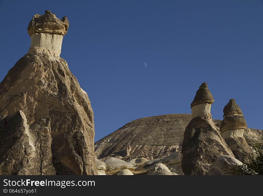 Stone Mushrooms in Zelve Valley, Cappadocia Turkey. Stone Mushrooms in Zelve Valley, Cappadocia Turkey