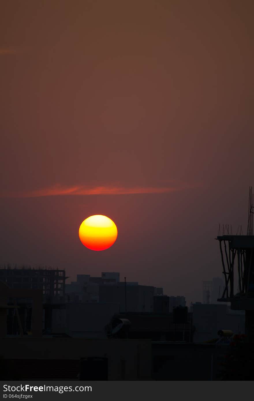 Sunset at the Construction Site in Bangalore