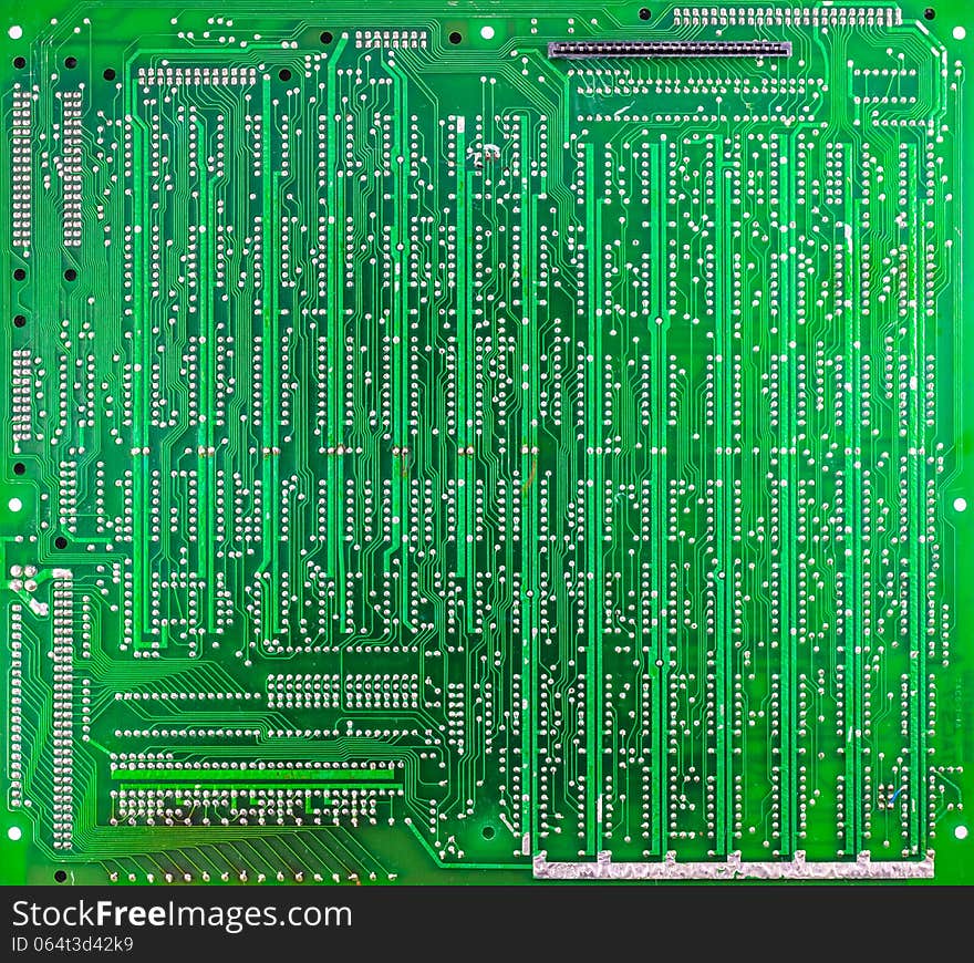 Close up green circuit board of computer