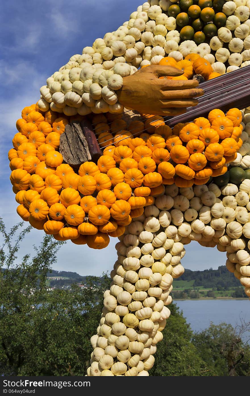 Guitar made of Pumpkins during a farm festival