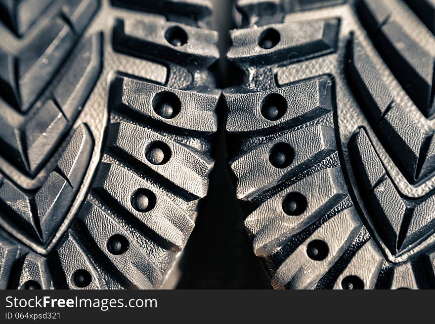 Close-up of hiking shoe sole texture. Close-up of hiking shoe sole texture