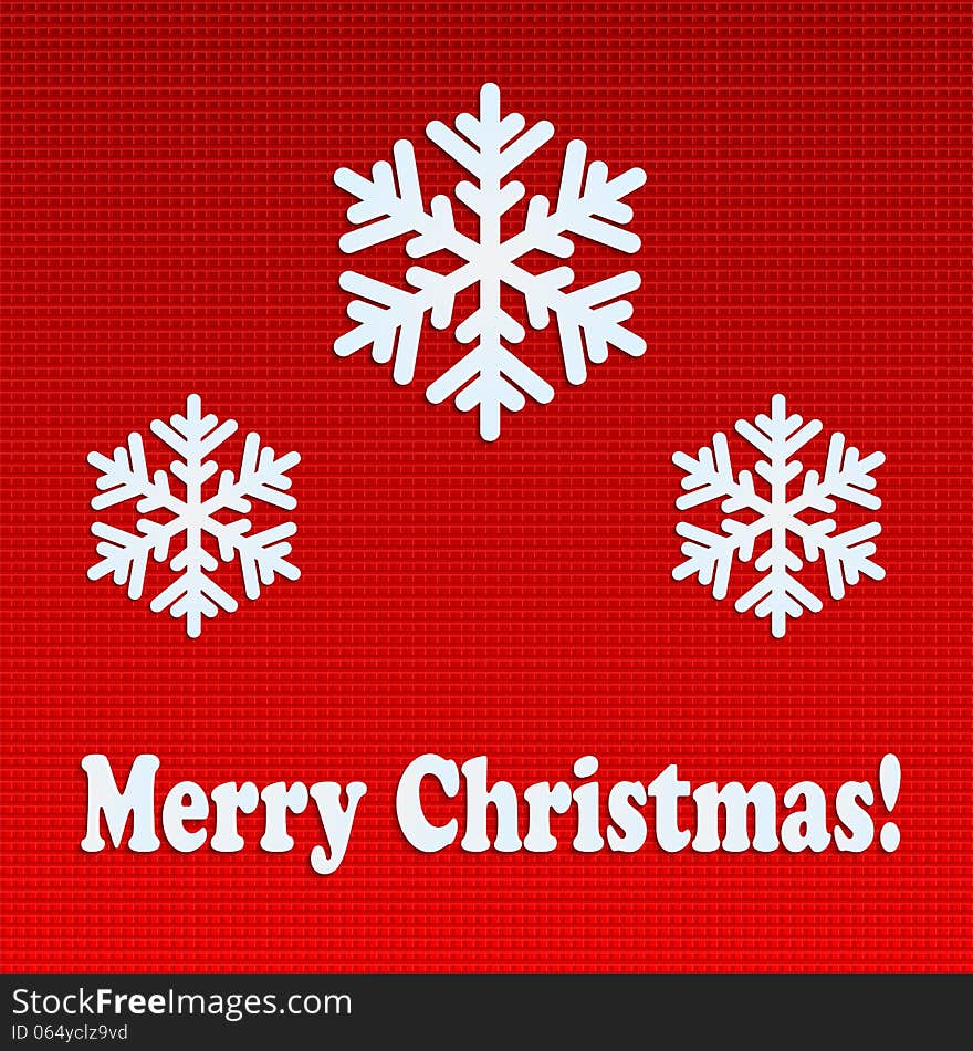 Christmas Holiday Greetings.Christmas background.snowflakes from white paper on red background.