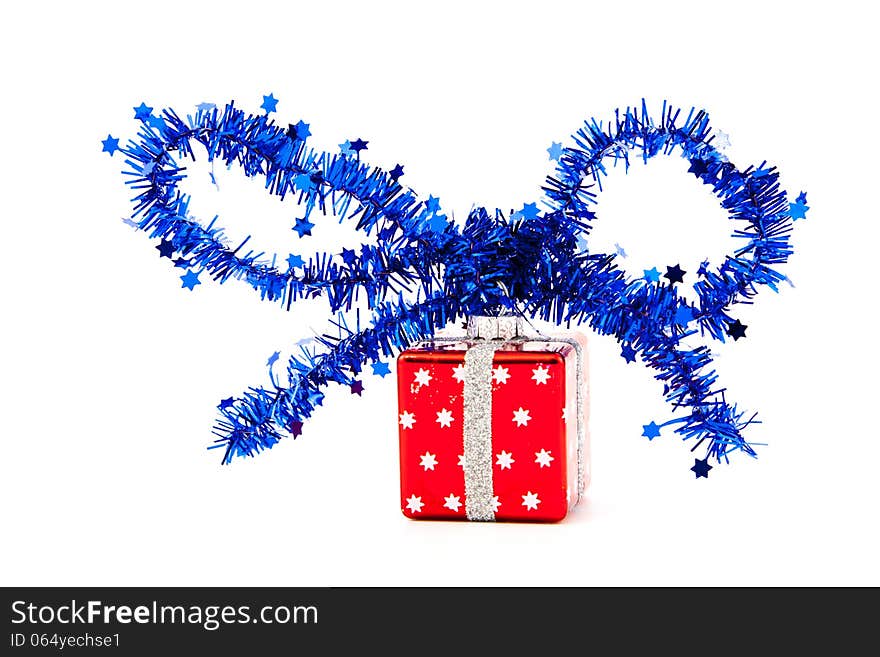 Red Christmas toys on a white background. Red Christmas toys on a white background