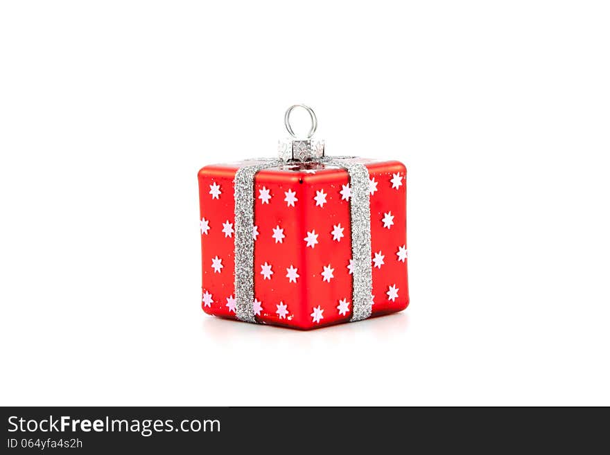 Red Christmas toys on a white background. Red Christmas toys on a white background