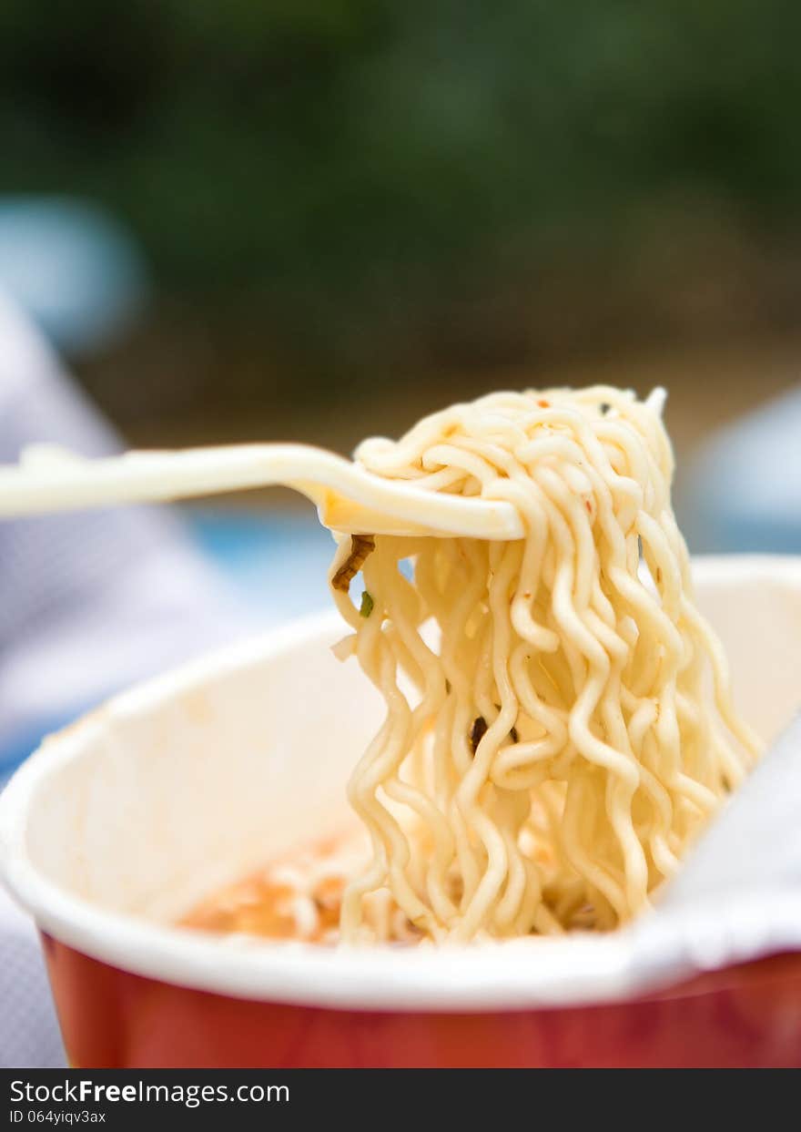 Instant noodles to eat with a fork. Instant noodles to eat with a fork